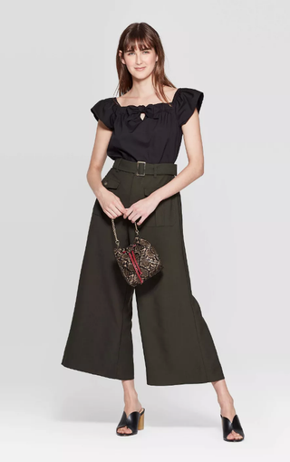 Who What Wear + Pleated Button-Front Wide Leg Pants