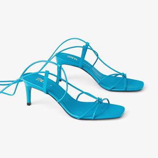 Zara + Blue Collection Metall Leather Mid-Heel Shoes