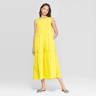 Who What Wear x Target + Sleeveless Crewneck Tiered Maxi Dress