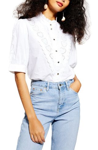 Topshop + Heart Broderie Blouse