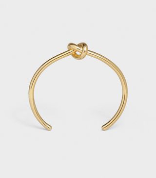 Celine + Knot Double Bracelet in Brass with Gold Finish