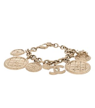 Fashionphile + Chanel Cc Quilted Medallion Bracelet Gold