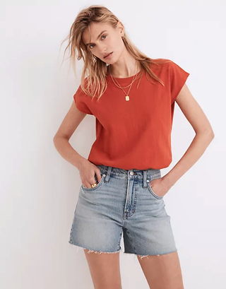 Madewell + Perfect Long Jean Shorts