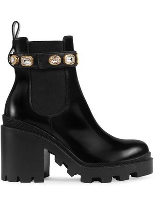 Gucci + Leather Ankle Boot With Belt