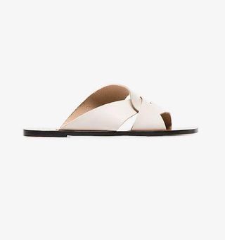 ATP Atelier + White Allai Leather Crossover Strap Sandals
