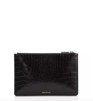 Whistles + Shiny Small Croc-Embossed Leather Clutch