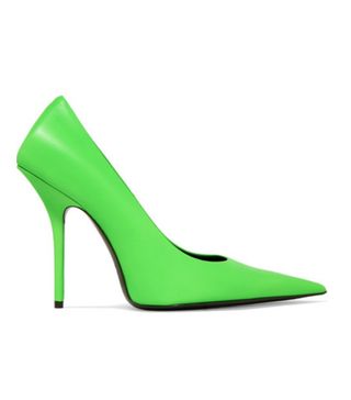 Balenciaga + Square Knife Neon Leather Pumps