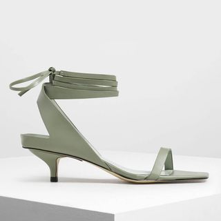 Charles & Keith + Sage Green Ankle Tie Sandals