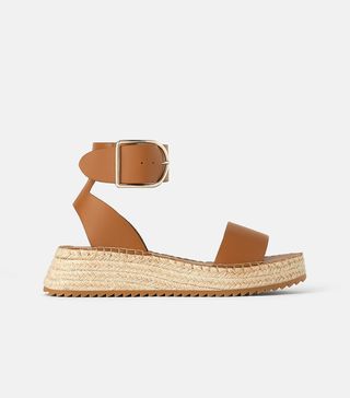Zara + Mini Leather Wedges With Ankle Strap