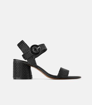 Zara + Wide Heeled Woven Sandals