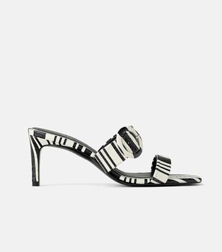 Zara + Striped Leather Heeled Sandals
