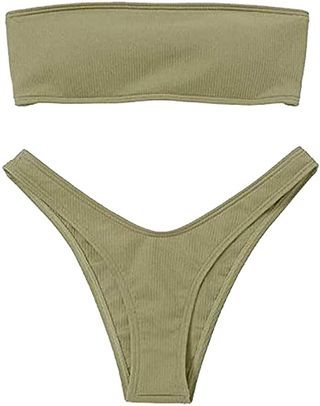 Sechico + Lace Up Bandeau Bikini Set