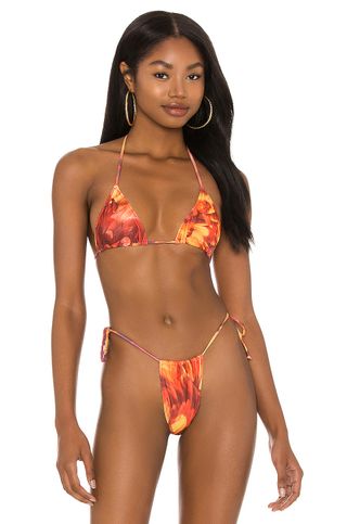 Melissa Simone + Enita Micro String Bikini Top in Tangerine