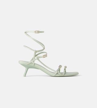 Zara + Strappy Mid-Height Heeled Sandals