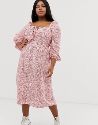 Glamorous Curve + Tie Front Midaxi Dress