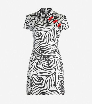 De la Vali + Suki Tiger-Patterned Silk-Satin Dress