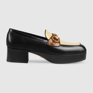 Gucci + Leather Platform Loafer with Horsebit