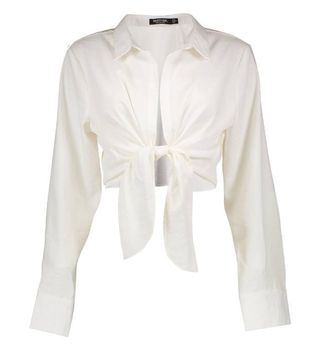 Nasty Gal + What's Knot to Love Tie Linen Shirt