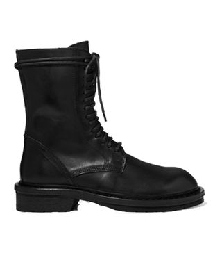 Ann Demeulemeester + Lace-Up Leather Ankle Boots