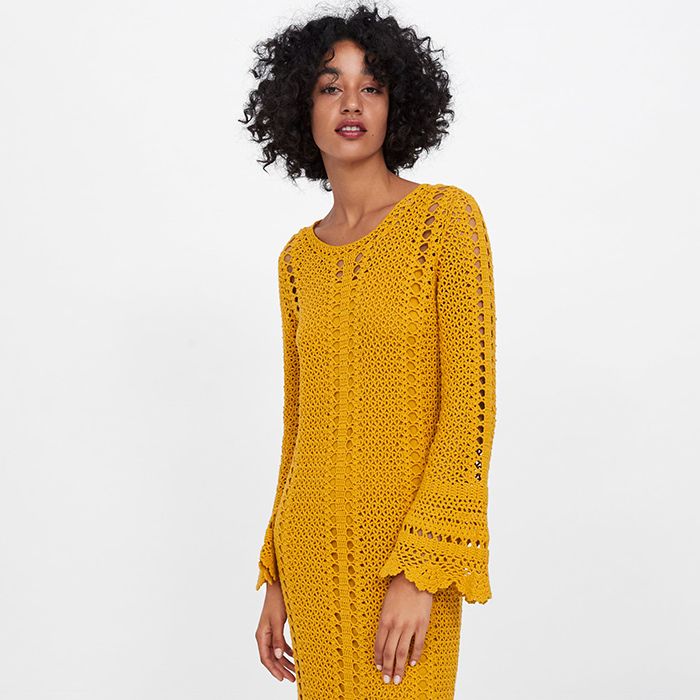knee length dresses for ladies Bell Sleeve Crochet Dress With Slip – Ragstock main image 0