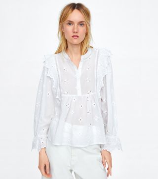 Zara + Embroidered Top