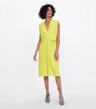 Zara + Pleated Textured Dress