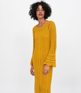 Zara + Scalloped Crochet Dress