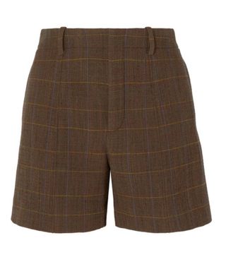 Chloé + Checked Wool-Blend Shorts