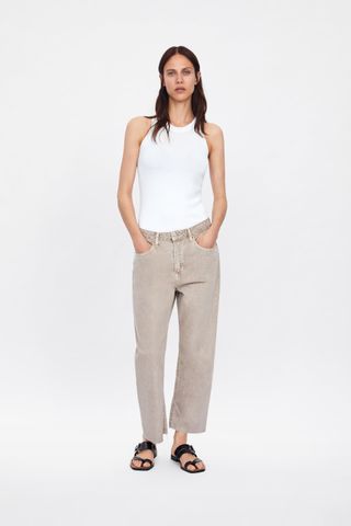 Zara + Premium Straight Crop Jeans