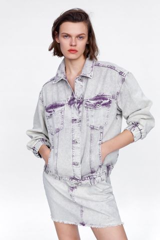Zara + Washed Effect Denim Jacket