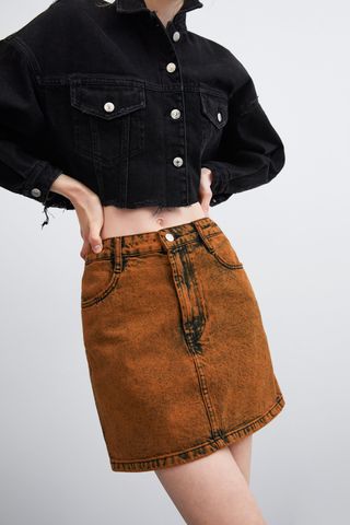 Zara + Washed Effect Mini Skirt