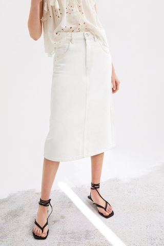 Zara + Denim Midi Skirt