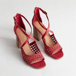 & Other Stories + Red Woven Heeled Sandals