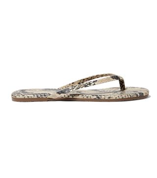 Tkees + Lily Snake-Effect Leather Flip Flops