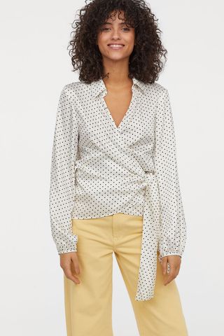 H&M + Wrapover Blouse with Ties