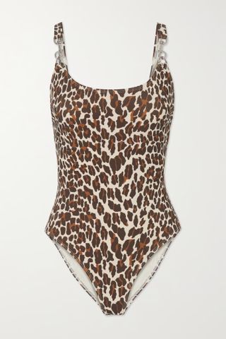 Tory Burch + Embellished Leopard-Print Swimsuit