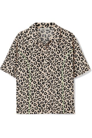 Sandy Liang + Imo Leopard-Print Crepe de Chine Shirt