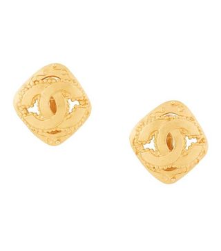 Chanel + Cutout Logo Earrings