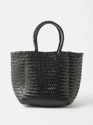 Dragon Diffusion + Grace Small Woven-Leather Basket Bag