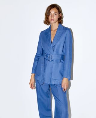 Zara + Linen Blazer with Belt