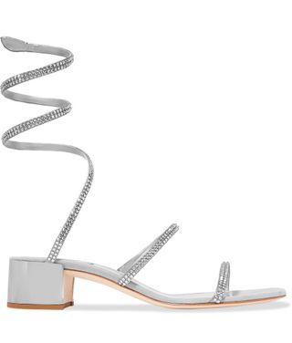 René Caovilla + Cleo Crystal-Embellished Satin and Suede Sandals