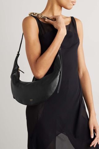 Khaite + Alessia Medium Chain-Embellished Leather Shoulder Bag