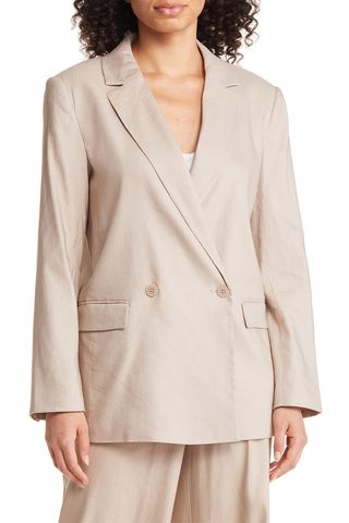 Nordstrom + Relaxed Stretch Linen Blend Blazer