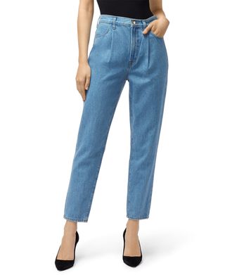 J Brand + Pleat-Front High-Rise Peg Jeans in Innocence