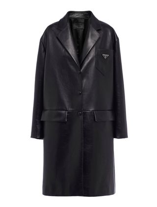 Prada + Single Breasted Nappa Leather Coat