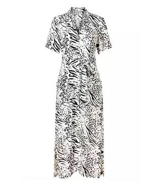 Oliver Bonas + Zebra Print White Maxi Shirt Dress