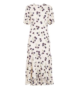 New Look + Off White Floral Balloon Sleeve Midi Dress