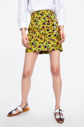 Zara + Draped Floral Print Mini Skirt