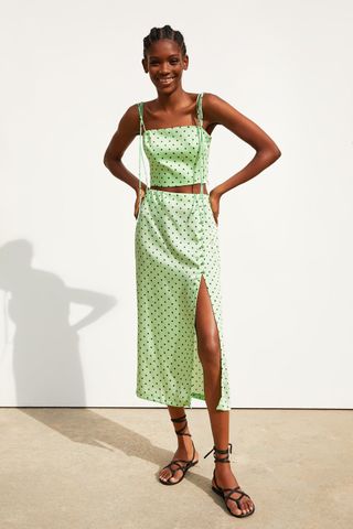 Zara + Polka Dot Skirt with Slit