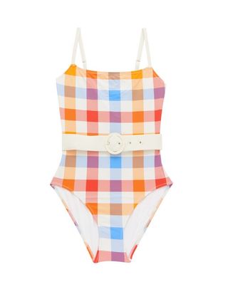 Solid & Striped + The Nina Gingham Belted Swimsuit